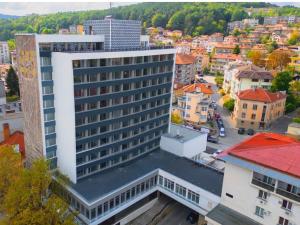 an aerial view of a building in a city at Balkan tower-Rest in Gabrovo