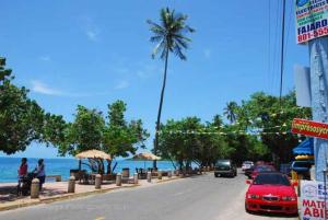 a street with cars driving down a street with a palm tree at Cozy apartment near the beach #2 in Fajardo +2 photos