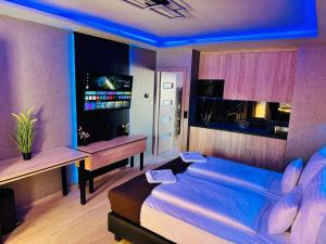 TV a/nebo společenská místnost v ubytování Royal Apartments Hotel Kecskemét