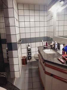 a small bathroom with a sink and a toilet at Casa aluguel de temporada em Florianópolis in Florianópolis +11 photos