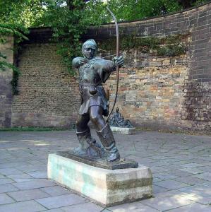 a statue of a man holding a bow and arrow at Studio Flat in Nottingham