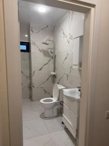 un bagno con un water e un lavandino di LUKA a Kobuleti