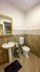 a bathroom with a sink and a toilet at VIP next TIME Casa Vacanta in Costinesti