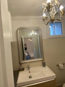 een badkamer met een wastafel en een spiegel bij la maison d' antoine 2 in Chamalières +16 foto's