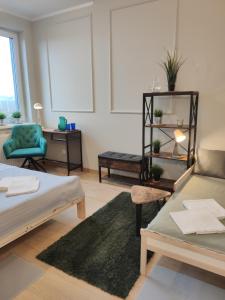 Posteľ alebo postele v izbe v ubytovaní 53m2 Apartament na Letniej z Widokiem na Góry Kłodzko - Przyjaciół Ziemi Kłodzkiej