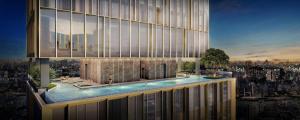 a rendering of a building with a swimming pool at 1BR l 10 Mins from Siam Paragon l Rooftop Pool in Bangkok