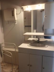 a bathroom with a sink and a mirror at Le Petit Saint Jacques in Cognac