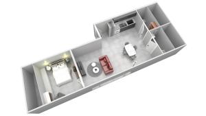 een weergave van de plattegrond van een tandartspraktijk bij Loft ROSALIE - Le Méridien #Parking #Lave-linge #Clim #Netflix in Charbonnières-les-Bains