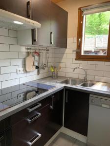 Kuchyň nebo kuchyňský kout v ubytování Chalet le Miroir du Lison Franche Comte