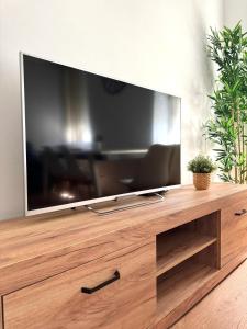 Televízia a/alebo spoločenská miestnosť v ubytovaní Vlc Center 4 Room Apartment