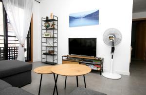 TV a/nebo společenská místnost v ubytování Vivienda de uso turístico Playa de Arcade + 14 fotografií
