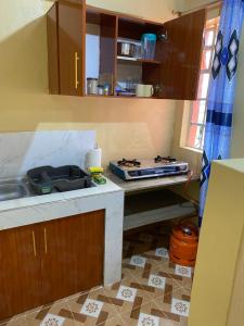 OgemboにあるTsavo Apartments Ogemboのシンクとコンロのあるキッチン