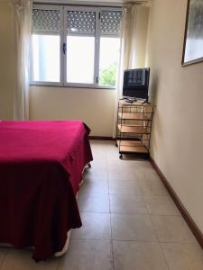 a bedroom with a bed and a television on a dresser at Hotel Carmen in San Bernardo