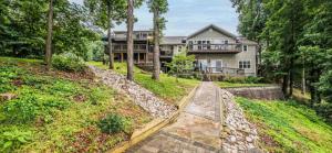 an aerial view of a large house with trees at Harbor Nest in Lucas