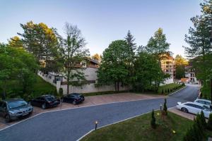 a street with cars parked on the side of the road at Apartman Premija in Zlatibor