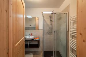 a bathroom with a shower and a sink at B&B Casa Nadia in Tesero +167 photos
