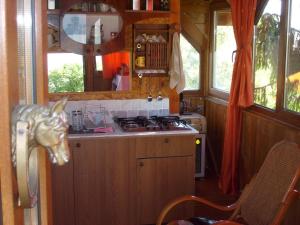 A kitchen or kitchenette at Transylvania Cowboy Cottage