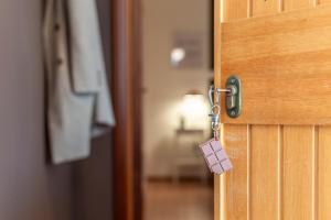 a close up of a door with a lock at Villa Flora in Perugia