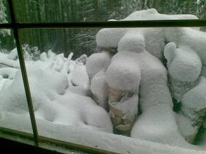 カルパチにあるDomek w górach - Karpaczの雪に覆われた庭