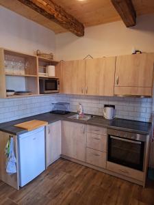 Kuchyň nebo kuchyňský kout v ubytování Apartmány Třebušín