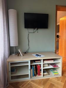 TV a/nebo společenská místnost v ubytování Pension FAULPELZ - Apartment mit Küche, Badewanne