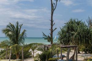 パジェにあるJaribu Beach Hotelのヤシの木と海のビーチ
