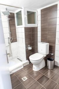 un bagno con wc e doccia di Depi's Luxury Apartment in the center a Alexandroupoli