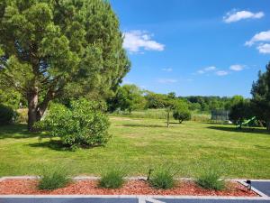 a park with a tree and a grass field at Charmante maison rénovée avec jardin commun, proche plage et commerces, idéale pour 2 personnes - FR-1-426-509 in Saint-Vincent-sur-Jard