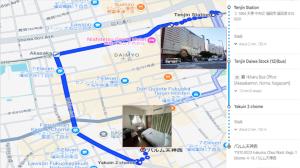 a map of a city with blue dots at パルム天神西 in Susakiuramachi