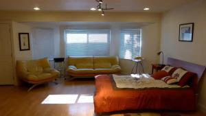 坎贝尔Private nicely decorated studio的客厅配有沙发和沙发