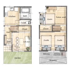 Pelan lantai bagi -Takaya house- Minamirokugou close Haneda AP