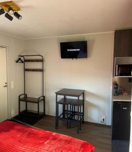 Televisyen dan/atau pusat hiburan di Cozy studio in 5 min drive from Santa Claus Village