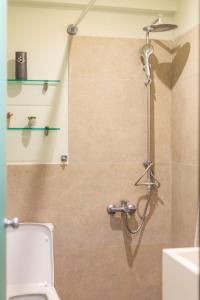a bathroom with a shower with a toilet at AIOLOS glyfada centre apartment 1 in Athens +39 photos