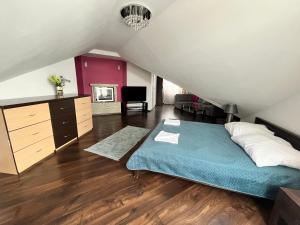 Posteľ alebo postele v izbe v ubytovaní Hostel & Restauracja Santorini