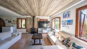 Una sala de estar con un sofá y un televisor. en Casa Martica, en Formigal 20 fotos más