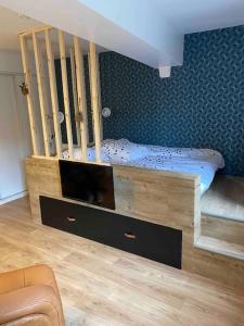 a bedroom with a bunk bed in a room at Studio centre historique Dinan in Dinan