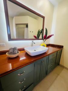 un bagno con lavandino e specchio di Hotelito del Mar - Main Street a Bocas del Toro Altre 7 foto