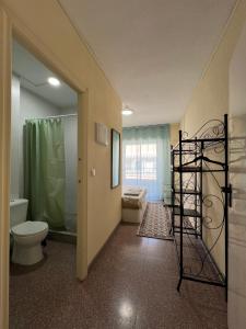 a bathroom with a toilet and a shower at Doctor Buades in Alicante