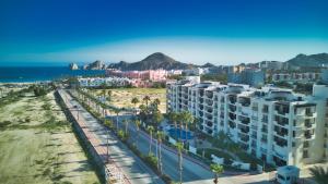 an aerial view of a beach and buildings at Casa Sirena Cabo Poolside Oasis Minutes from Beach in Cabo San Lucas