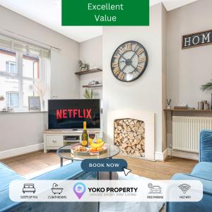 Televisyen dan/atau pusat hiburan di Colwyn House - Central Location - Free Parking, Pool Table, Super-Fast Wifi, Self Check-In and Smart TV with Virgin TV and Netflix by Yoko Property