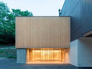 a facade of a building with lights on it at Sounkaku in Kamikawa +60 photos