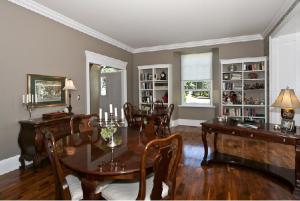 a dining room with a table and chairs and a dining room at Clyde Hall Bed and Breakfast in Lanark