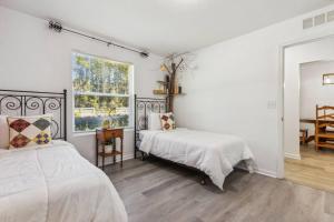 a bedroom with two beds and a window at Herbalist Farm in Jacksonville