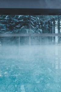 a view of the water in a room with a window at Hotel Bad Fallenbach in San Leonardo in Passiria