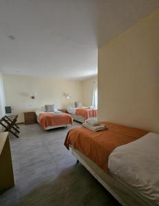 a hotel room with two beds in a room at Hotel Lunajuim in El Chalten