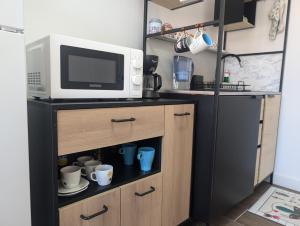 a microwave oven sitting on top of a kitchen cabinet at Orotava Bliss A in La Orotava