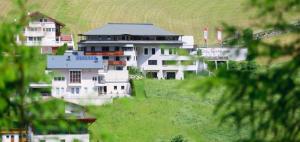 伊施格尔Hotel Beverly Hill的绿草丛生的山丘上的一群房子