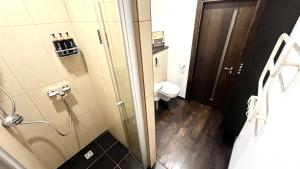 un bagno con doccia e WC di Zygio Apartamentai a Vilnius Altre 9 foto