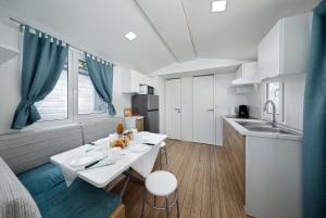 Kuchyň nebo kuchyňský kout v ubytování Albatross Mobile Homes on Camping Eden