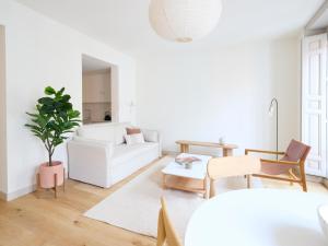 マドリードにあるEdificio de lujo en Centro de Madrid- SAN MARCOSのリビングルーム(白い家具、鉢植え付)